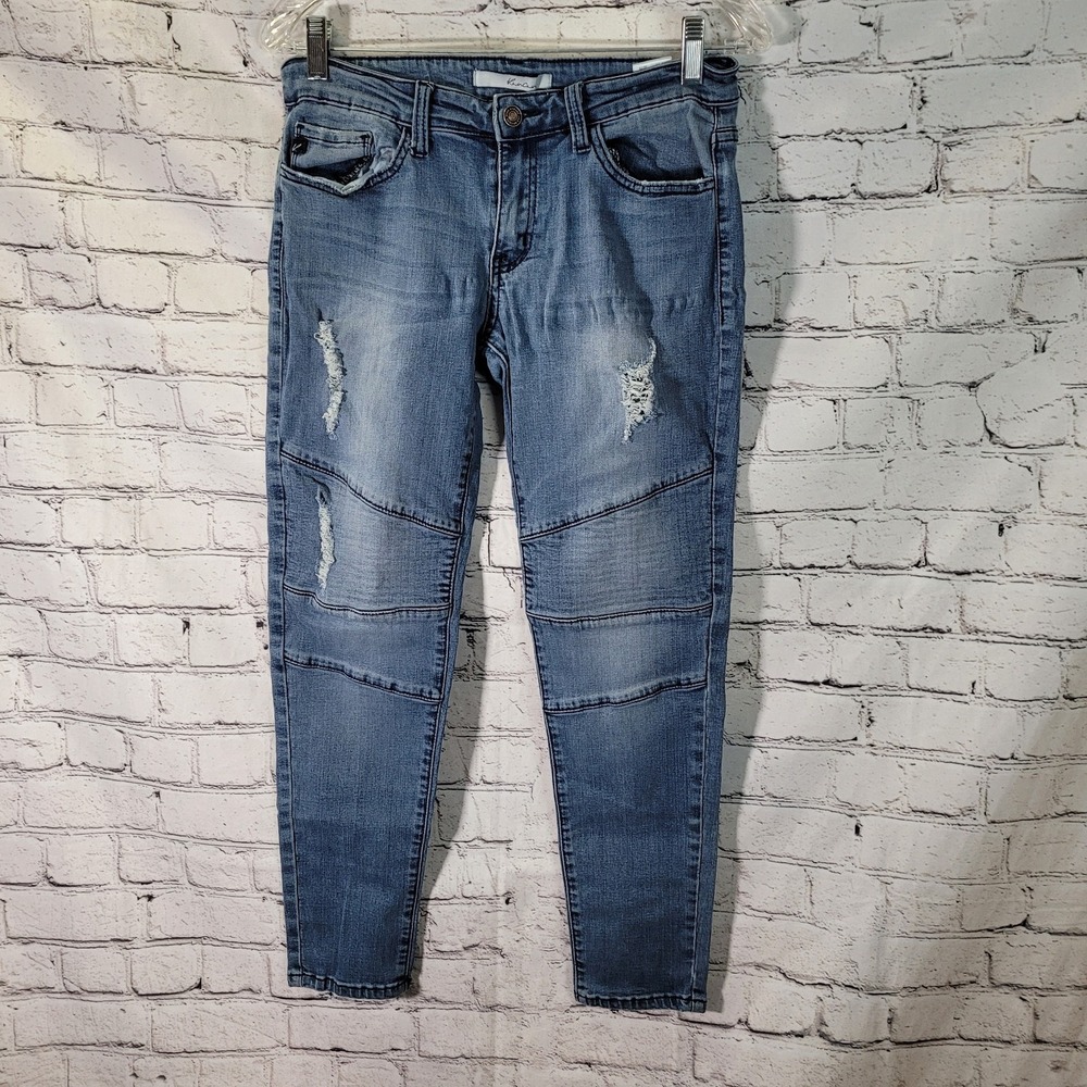 KanCan Womens sz‎ 28 Jeans Skinny Med Wash Faded Distressed Denim